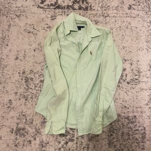 Mint green button up slim fit size 4 Oxford women’s. Ralph Lauren